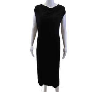 Marcellamoda Womens Black Maxi Sheath Dress Sleeveless Midi Size S